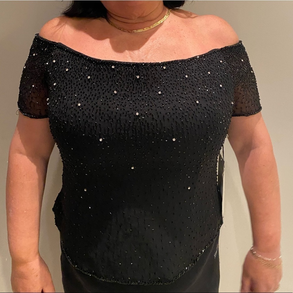 Jovani Sequin Off the Shoulder Top